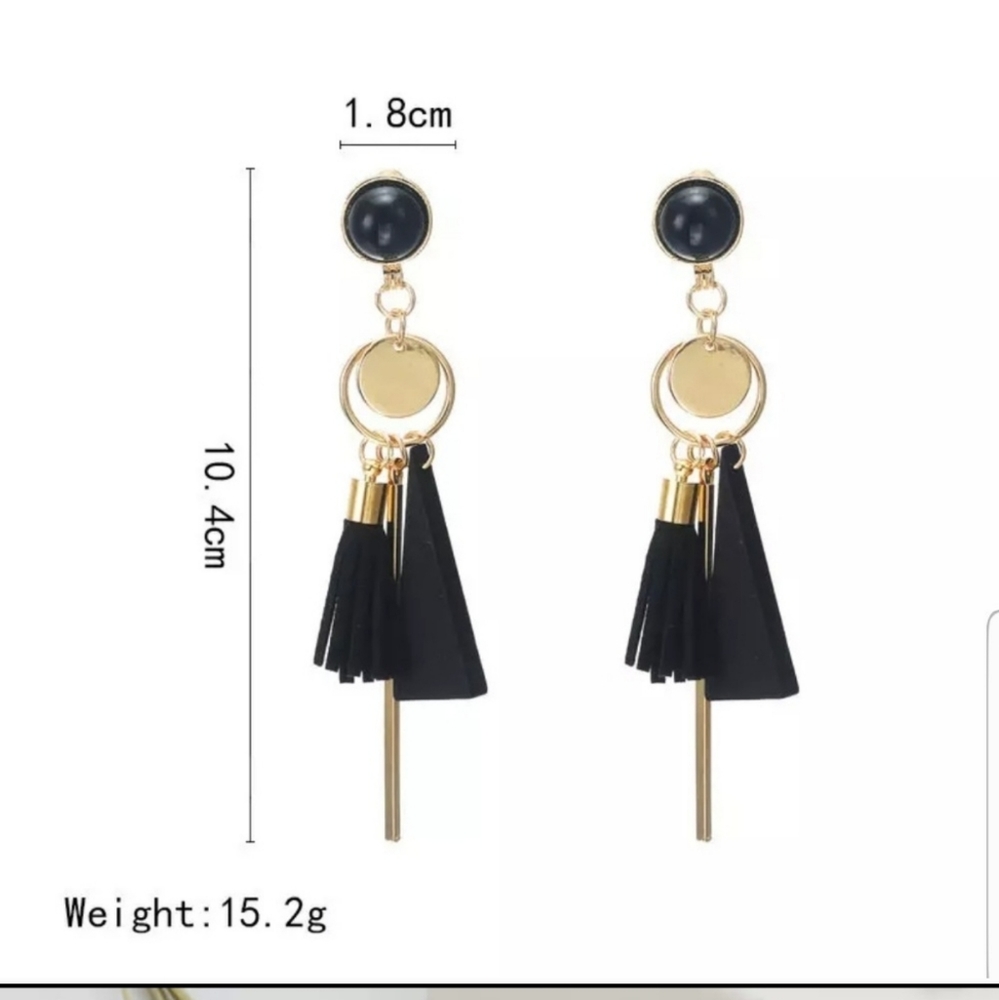 Green Tassel Earrings - Picture 2 of 3